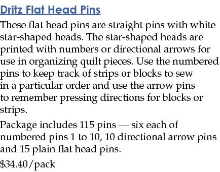 Dritz Flat Head Pins These flat head pins are straight pins with white star-shaped heads  The star-shaped heads are p   