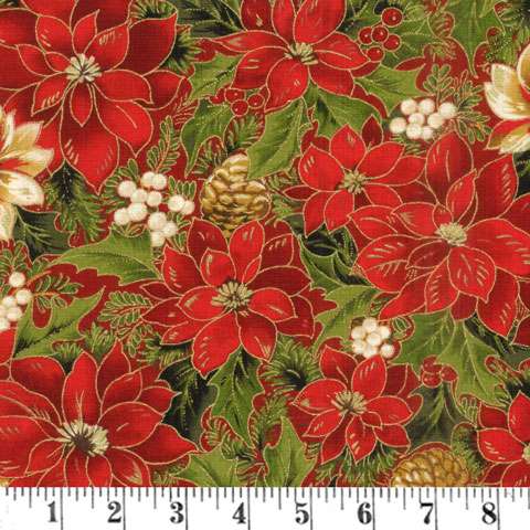 AG510 Cardinal Song Metallic - Poinsettia & Pine - Crimson • Christm