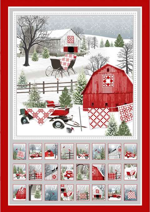 AH193 Holiday Heartland - Grey/Red Panel 90cm  preview