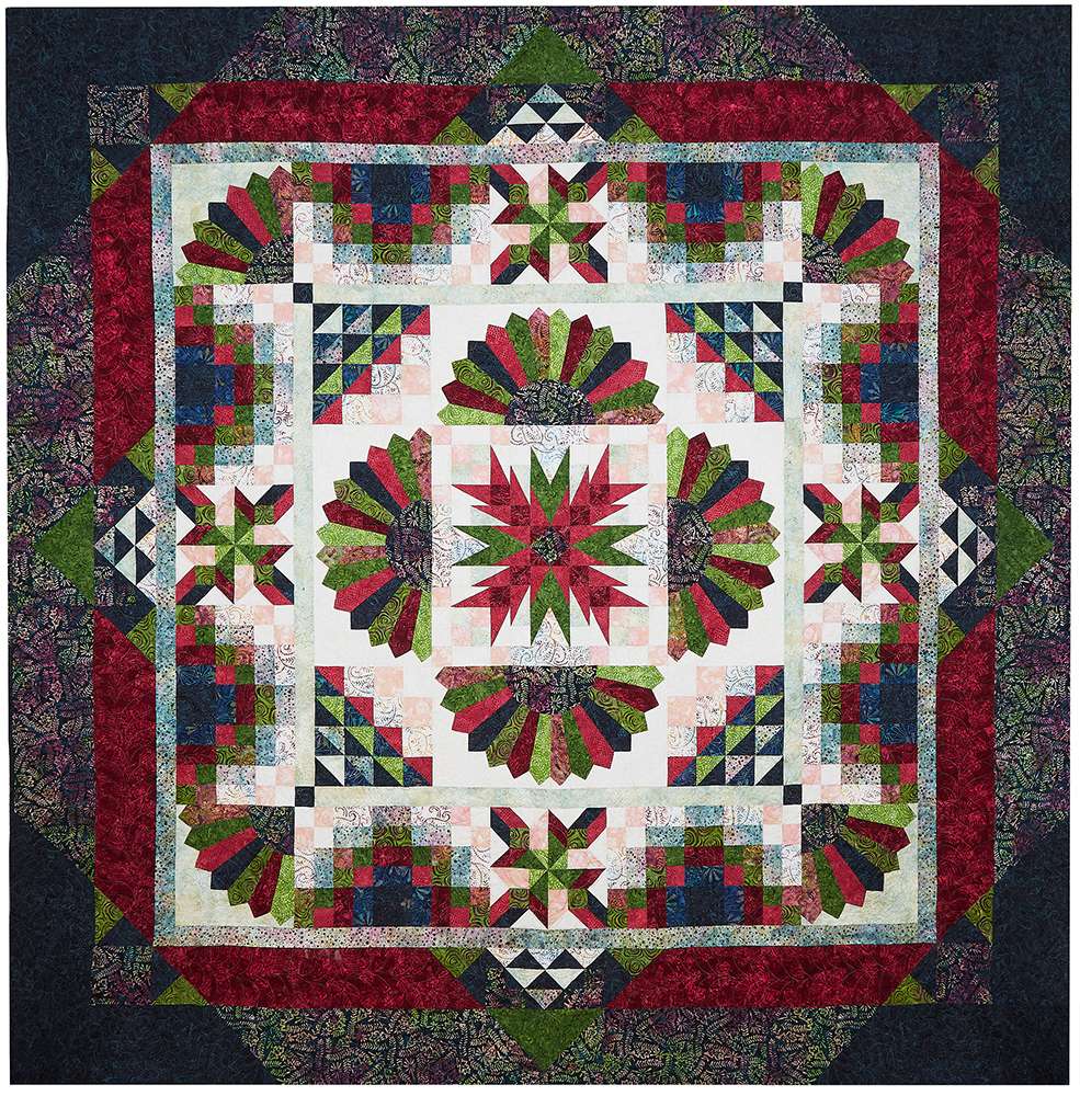 Lush Batik Quilt • Block of the Month • Grandmothers Garden