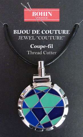 Bohin Jewel Couture Thread Cutter Blue Lime Grandmothers Garde - Bohin Thread Cutter Pendant Bohin Jewel Couture Thread Cutter Blue Lime Grandmothers Garde - Bohin Thread Cutter Pendant